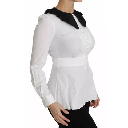 Dolce & Gabbana Black White Decorative Buttons Tops Shirt Blouse