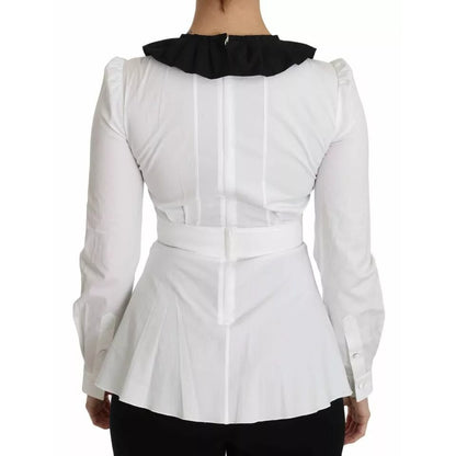 Dolce & Gabbana Black White Decorative Buttons Tops Shirt Blouse