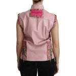 Dolce & Gabbana Pink Leather Sleeveless Vest Jacket Blouse
