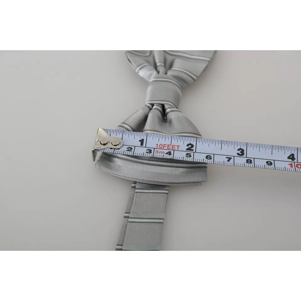 Dolce & Gabbana Light Gray Lining Adjustable Neck Butterfly Bow Tie