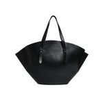 Brunello Cucinelli Black Leather Logo Shoulder Strap Shopping Tote Bag