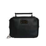 Dolce & Gabbana Black Nylon Leather Logo Top Handle Crossbody Bag BAG1636