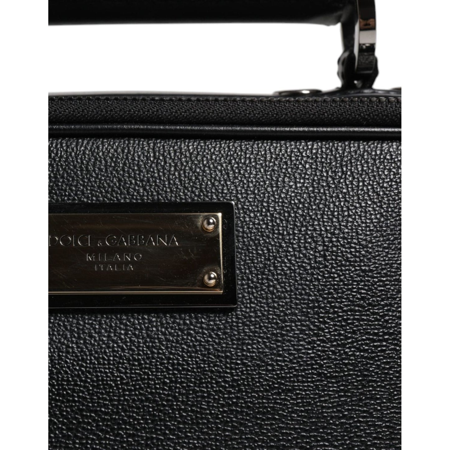 Dolce & Gabbana Black Nylon Leather Logo Top Handle Crossbody Bag BAG1636