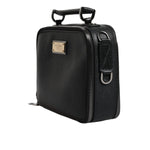 Dolce & Gabbana Black Nylon Leather Logo Top Handle Crossbody Bag BAG1636
