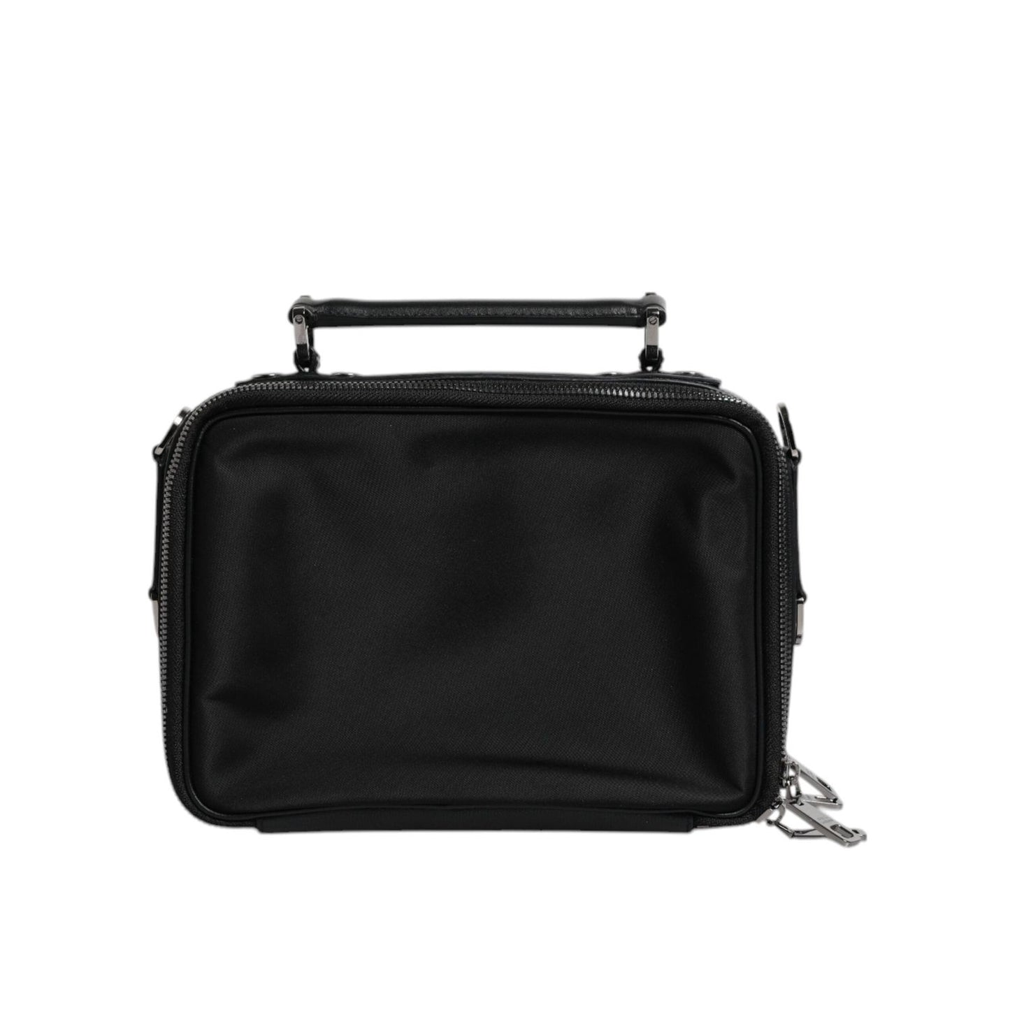 Dolce & Gabbana Black Nylon Leather Logo Top Handle Crossbody Bag BAG1636