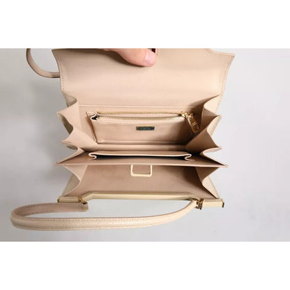 Dolce & Gabbana Beige Leather Ingrid Top Handle Shoulder Bag