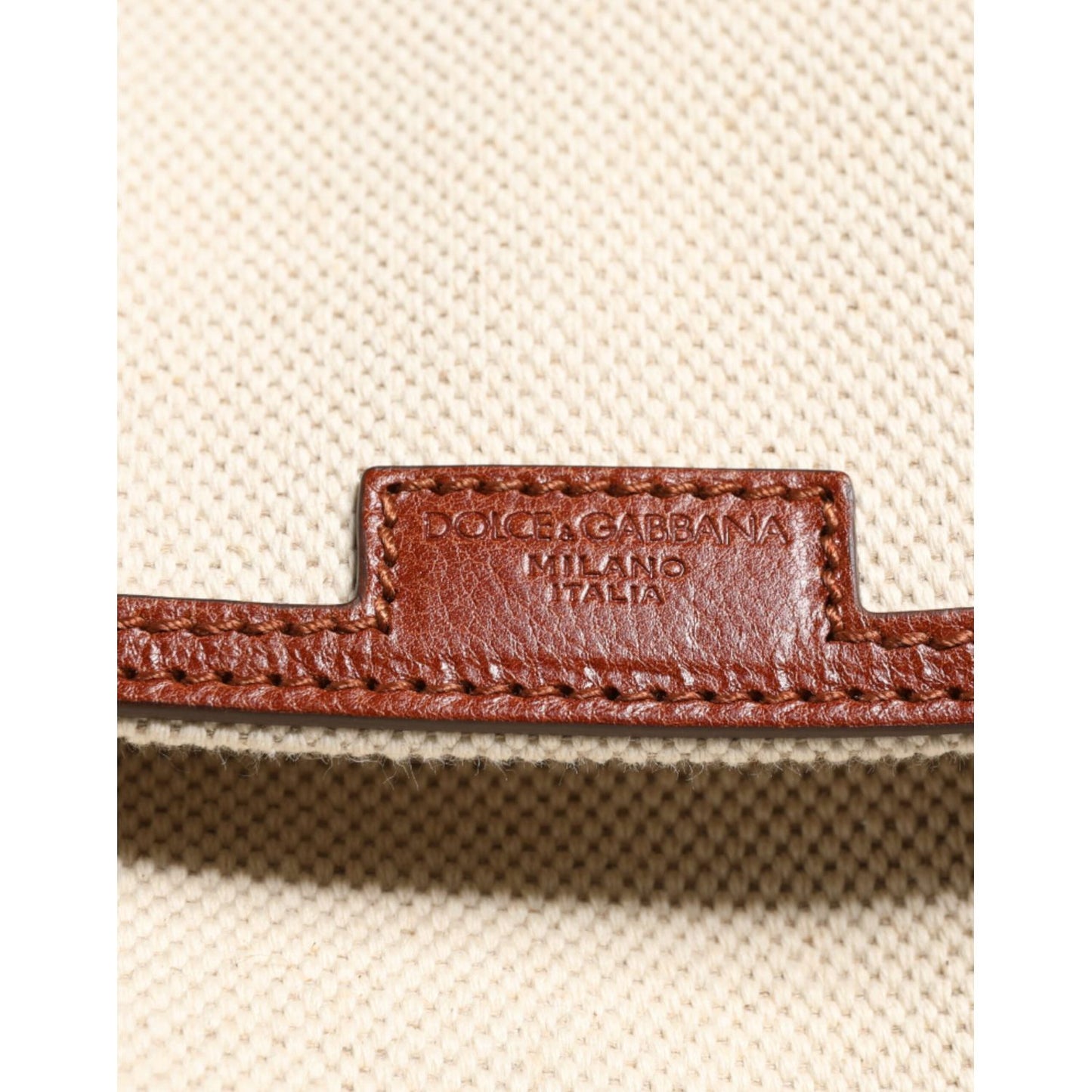 Dolce & Gabbana Beige Brown Canvas Leather Travel Back Pack Bag