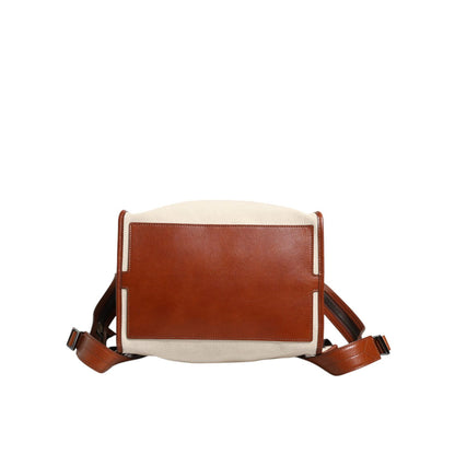 Dolce & Gabbana Beige Brown Canvas Leather Travel Back Pack Bag