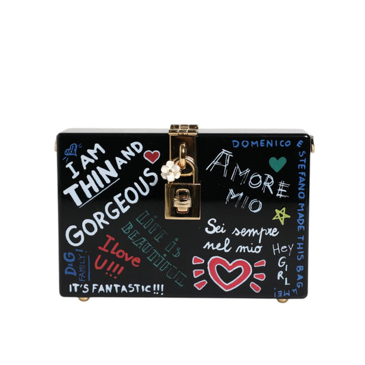 Dolce & Gabbana Black Graffiti Print Clutch Crossbody Bag BAG4042