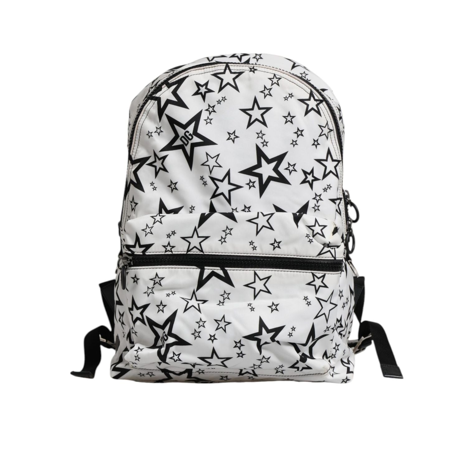 Dolce & Gabbana White DG Stars Print Nylon School Backpack Bag