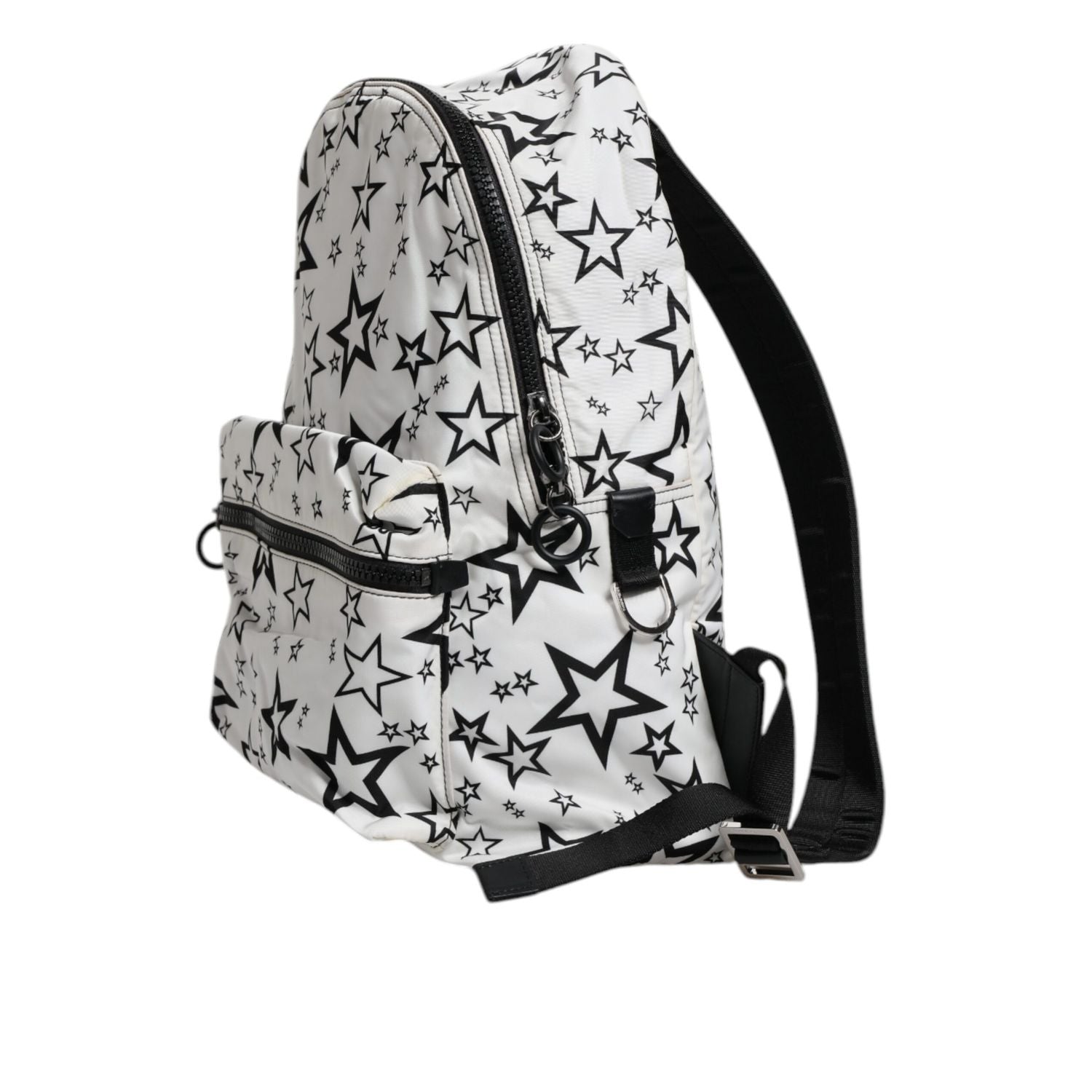 Dolce & Gabbana White DG Stars Print Nylon School Backpack Bag