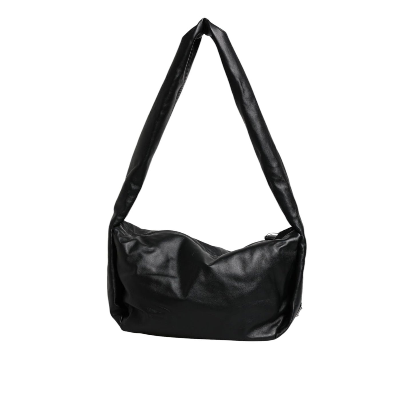 Dolce & Gabbana Black Leather Logo Plaque Shoulder Bag