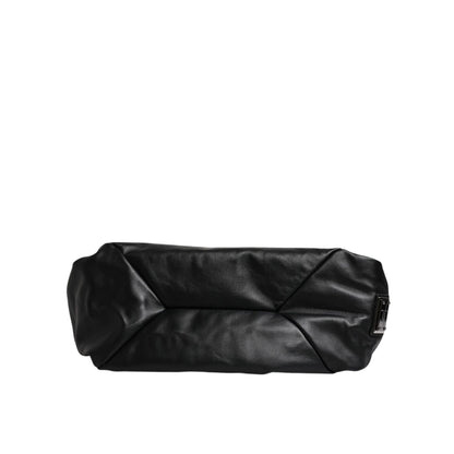 Dolce & Gabbana Black Leather Logo Plaque Shoulder Bag