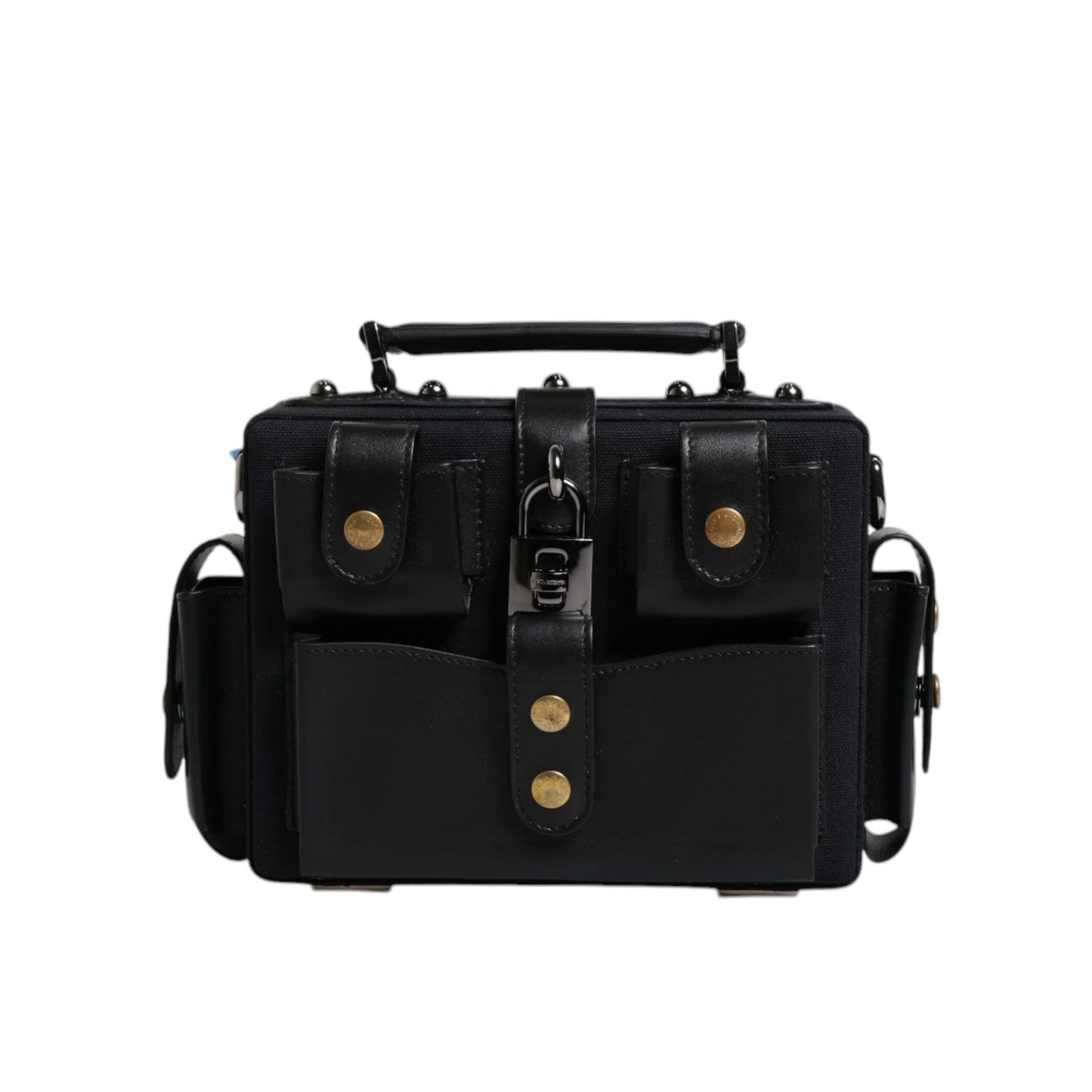 Dolce & Gabbana Black Leather Crossbody Top Handle Bag