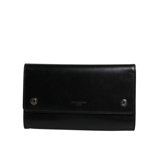 Dolce & Gabbana Black Leather Logo Embossed Crossbody Bag BAG4175