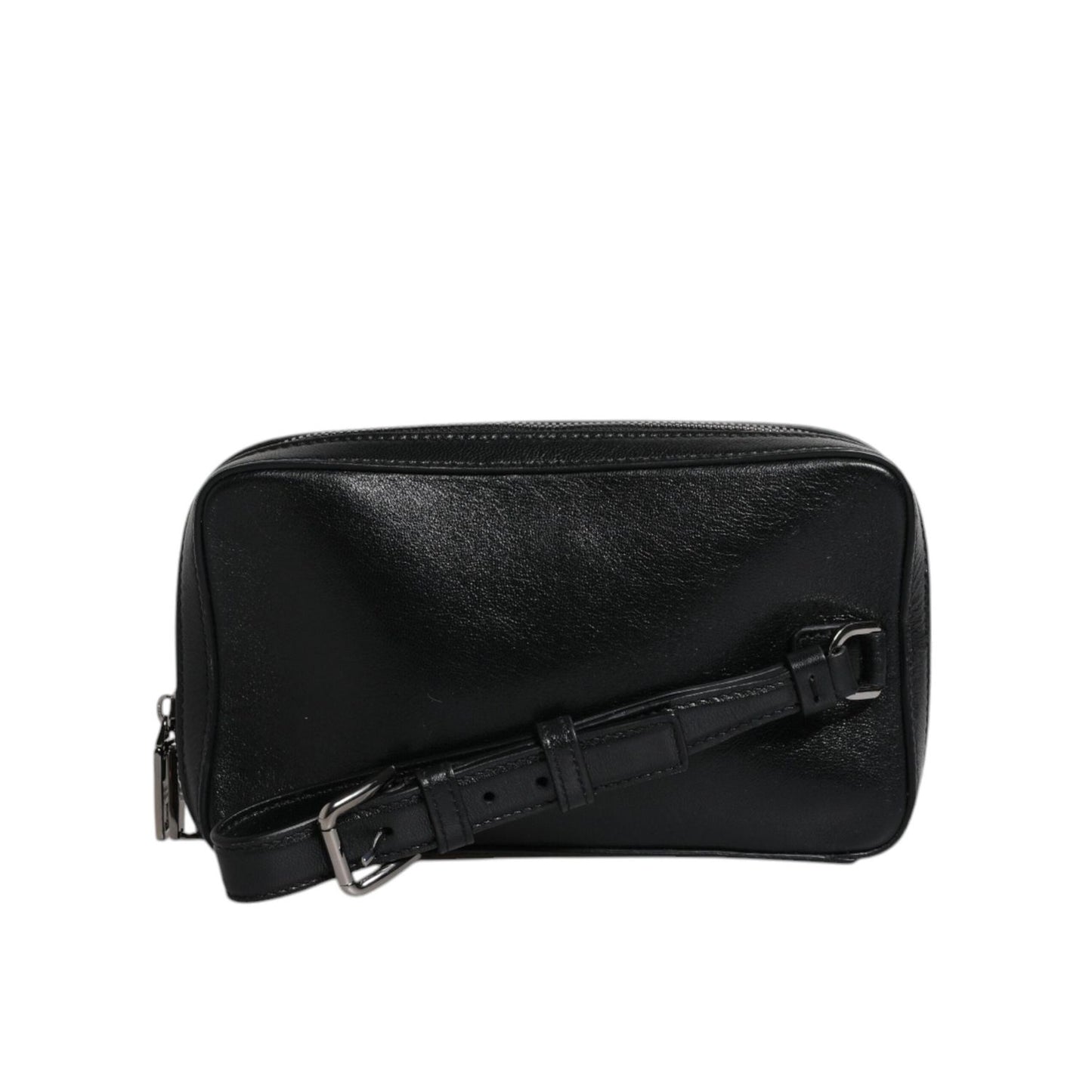 Dolce & Gabbana Black Leather LED Logo Wrist Strap Clutch Bag BAG4178