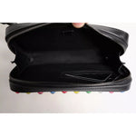 Dolce & Gabbana Black Leather LED Logo Wrist Strap Clutch Bag BAG4178