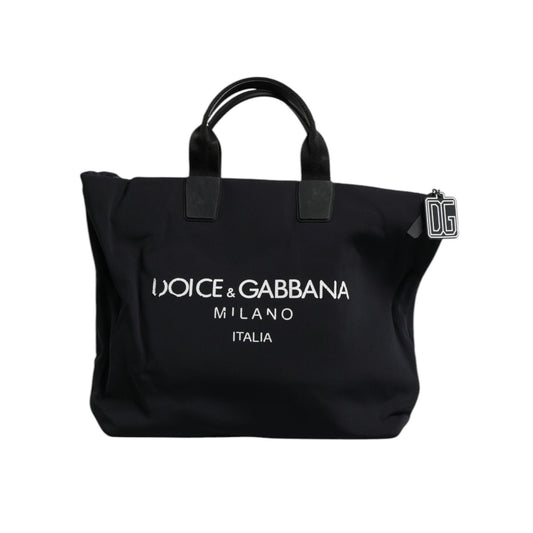 Dolce & Gabbana Black Canvas DG Logo Women Shopping Hand Tote Bag BAG4180