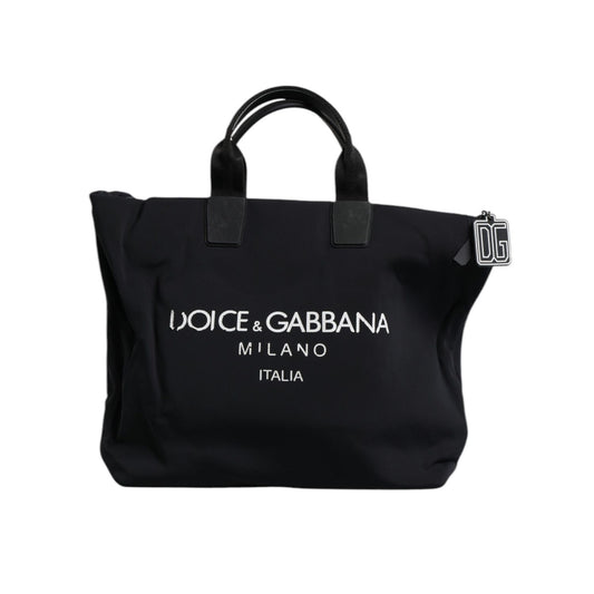 Dolce & Gabbana Black Canvas DG Logo Women Shopping Hand Tote Bag