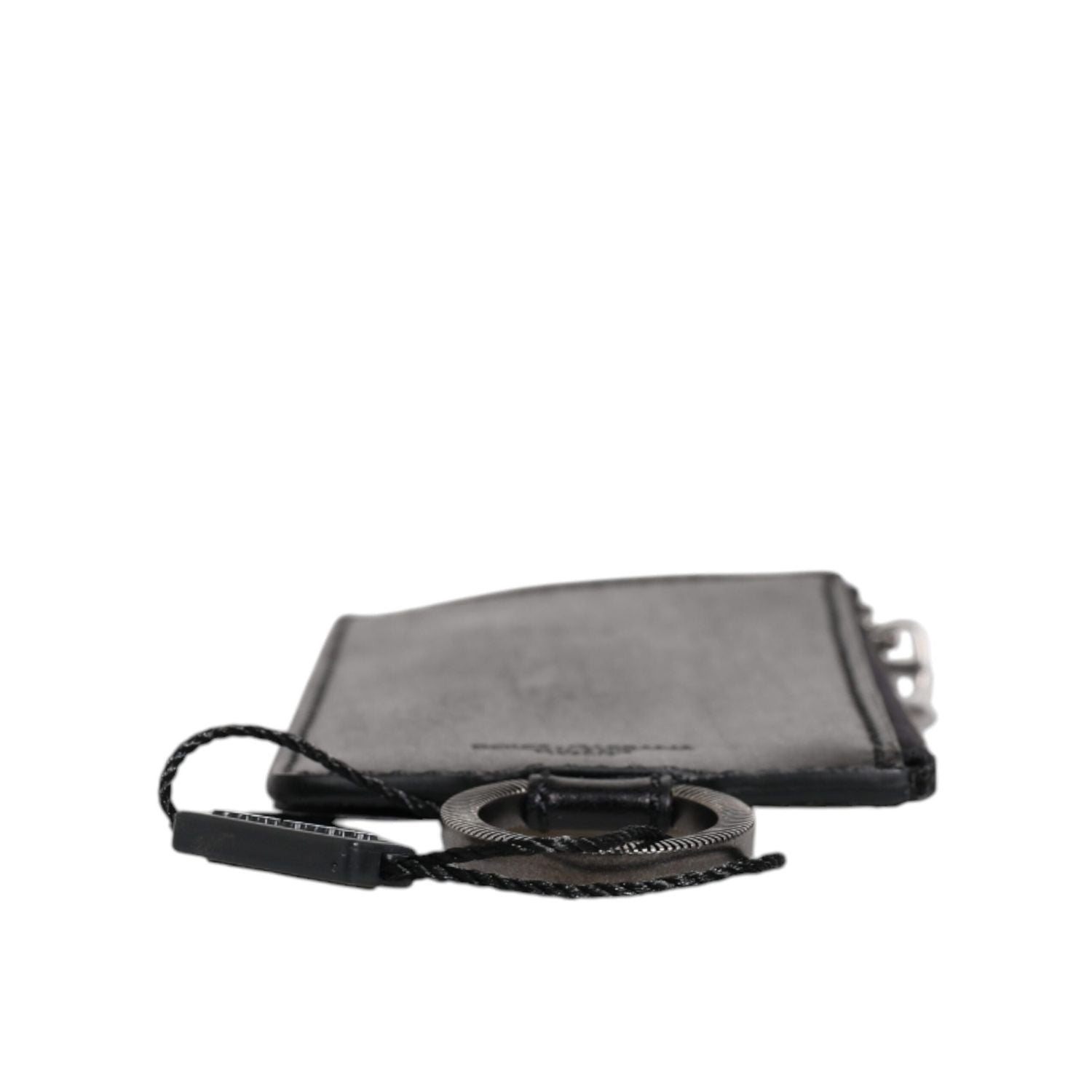 Dolce & Gabbana Black Horse Leather Lanyard Logo Card Holder Wallet