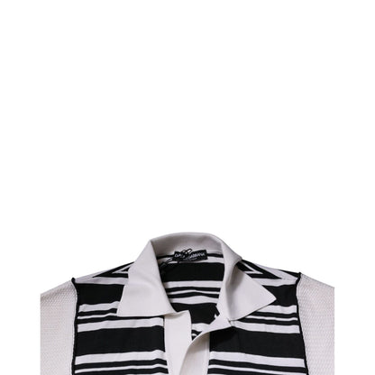 Dolce & Gabbana Black White Stripes Collared Polo T-shirt
