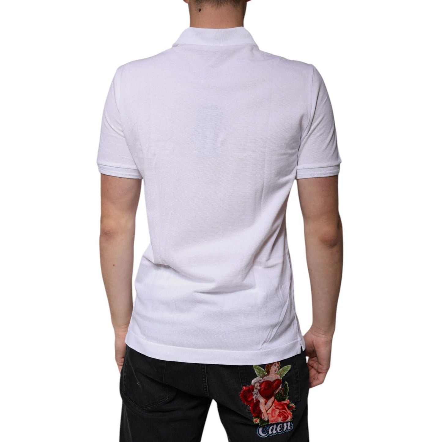Dolce & Gabbana White Collared Short Sleeves Polo T-shirt