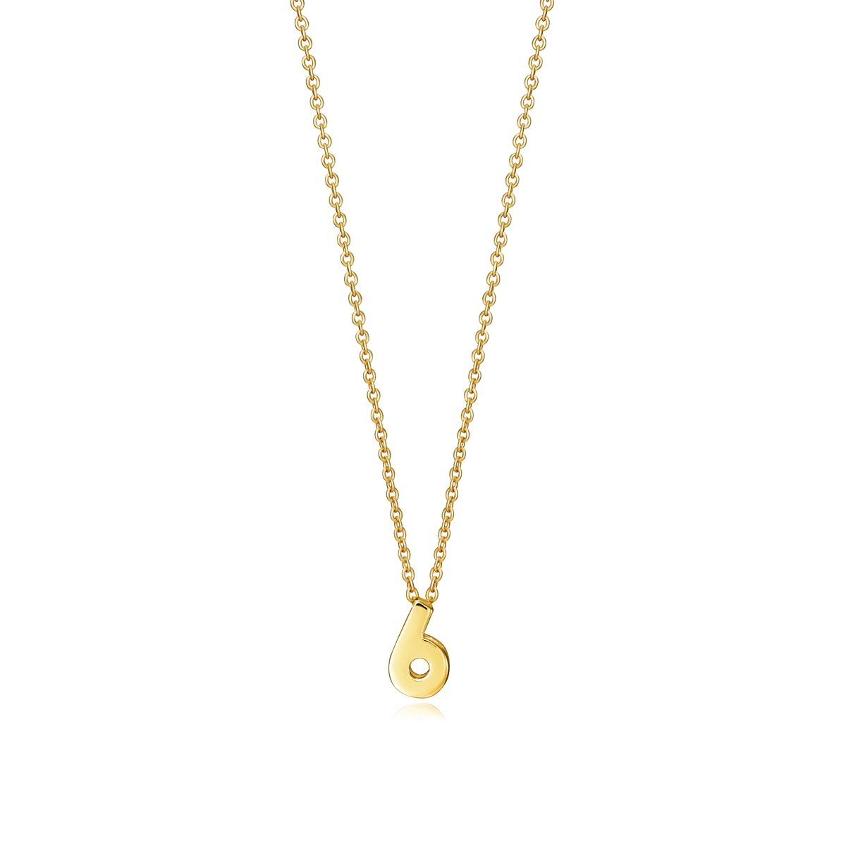 Gold necklace with number pendant, showcasing elegance and simplicity. Ideal for adding a subtle charm to any outfit.