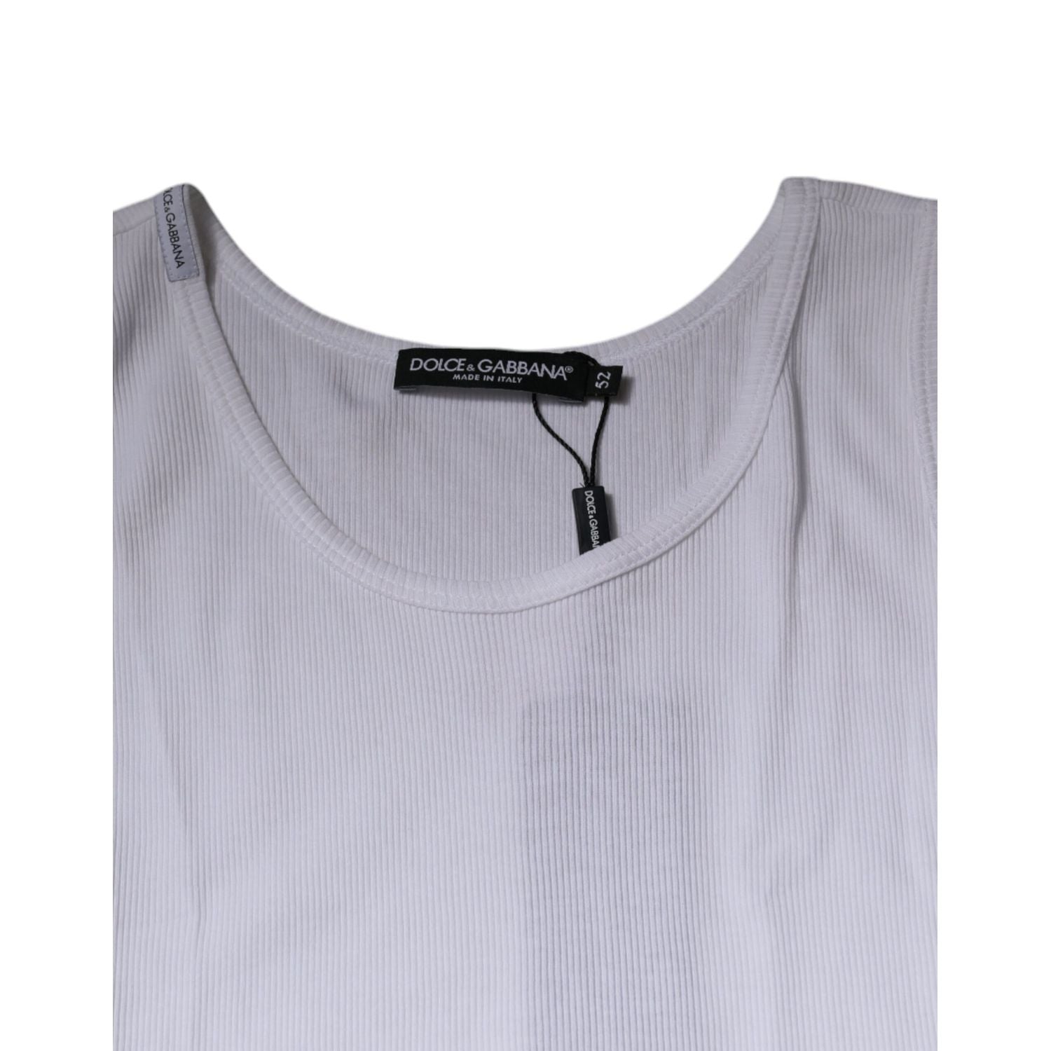 Dolce & Gabbana White Cotton Sleeveless Round Neck Tank T-shirt