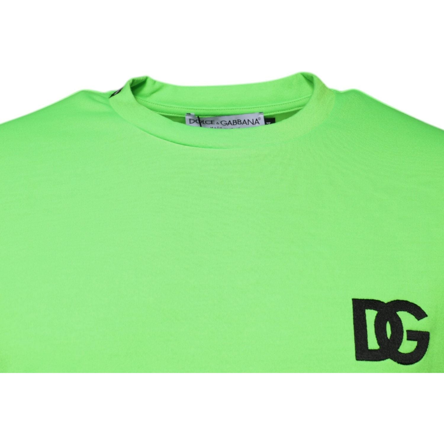 Dolce & Gabbana Green Logo Polyester Crew Neck T-shirt