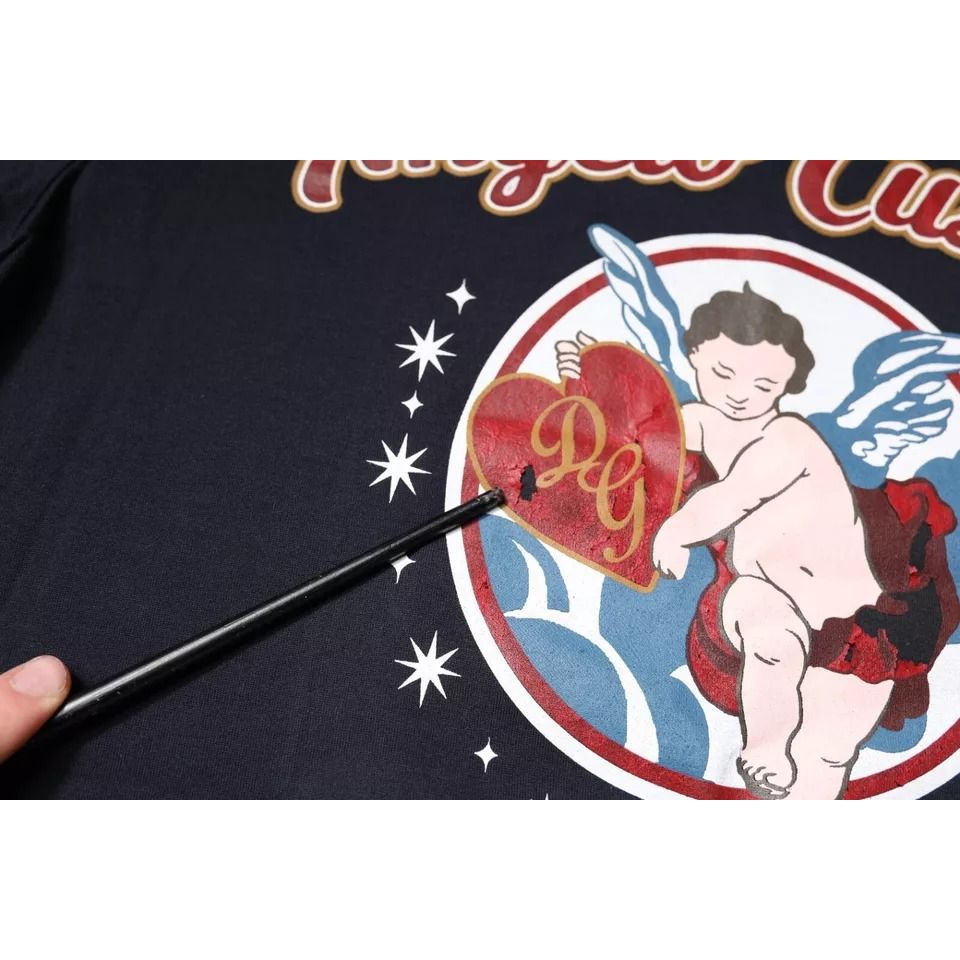 Dolce & Gabbana Blue Cotton Angel Print Short Sleeves T-shirt