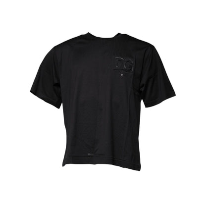 Dolce & Gabbana Black DG Logo Print Cotton Crew Neck T-shirt