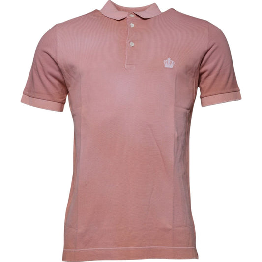 Dolce & Gabbana Pink Crown Collared Short Sleeve Polo T-shirt TSH87703-50
