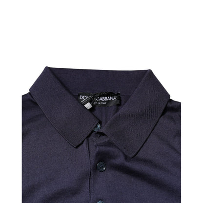 Dolce & Gabbana Blue Silk Collared Short Sleeves Polo T-shirt