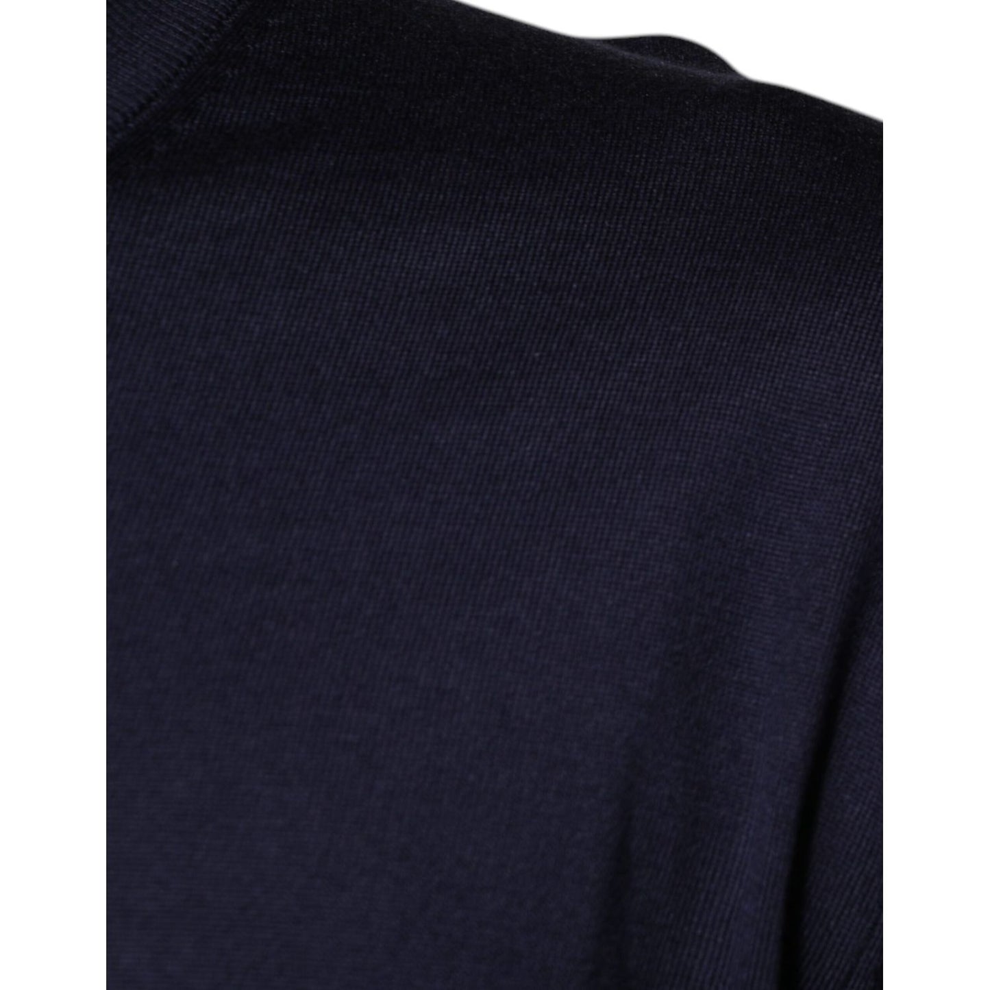 Dolce & Gabbana Navy Blue Silk V-neck Pullover Sweater