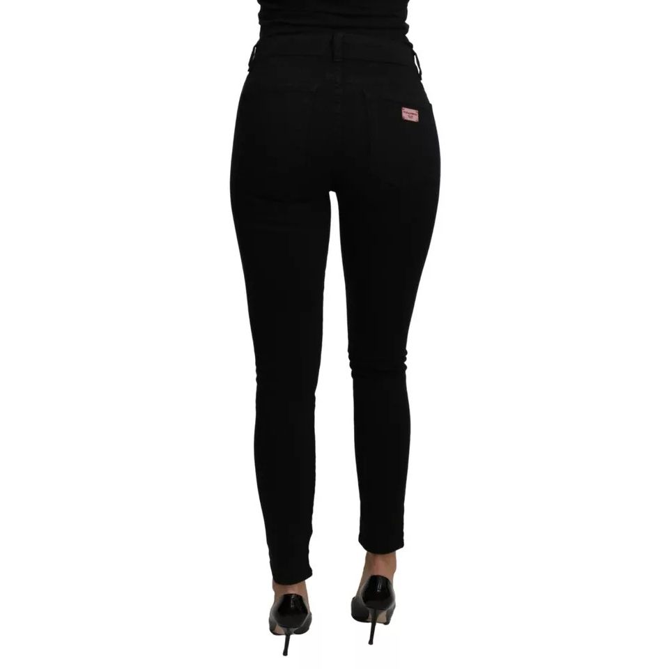 Dolce & Gabbana Black Mid Waist Slim Denim Cotton Stretch Jeans