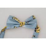 Dolce & Gabbana Light Blue Banana Print Silk Men Neck Bow Tie KRA3044