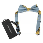 Dolce & Gabbana Light Blue Banana Print Silk Men Neck Bow Tie KRA3044
