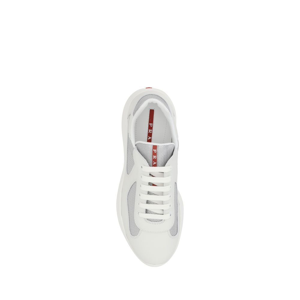 Prada White Calf Leather Bos Taurus Low Top Sneakers