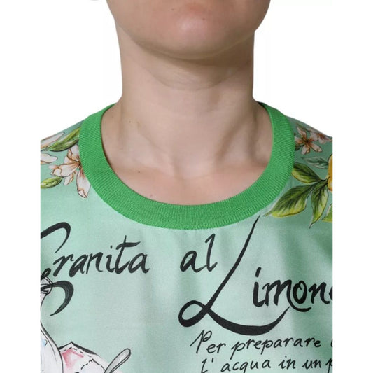Dolce & Gabbana Green Silk Granita Al Limone Long Sleeves Sweater