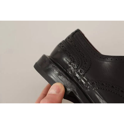 Dolce & Gabbana Black Perforated Leather Lace Up Derby Shoes