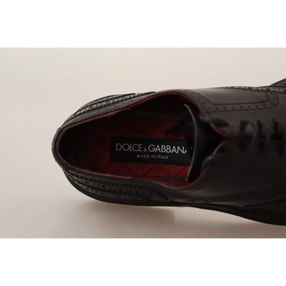 Dolce & Gabbana Black Perforated Leather Lace Up Derby Shoes