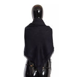 Dolce & Gabbana Black Solid Silk Wool Fringe Wrap Scarf MS6075
