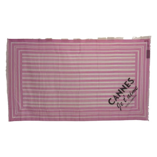 Dolce & Gabbana Pink White Striped Cotton Wrap Shawl Scarf MS6126