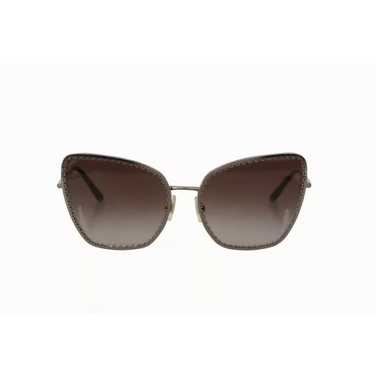 Dolce & Gabbana DG2212 Black Silver Oval Metal Frame Lace Logo Sunglasses GLA1035