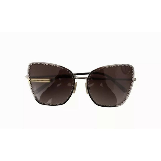 Dolce & Gabbana DG2212 Black Silver Oval Metal Frame Lace Logo Sunglasses GLA1035