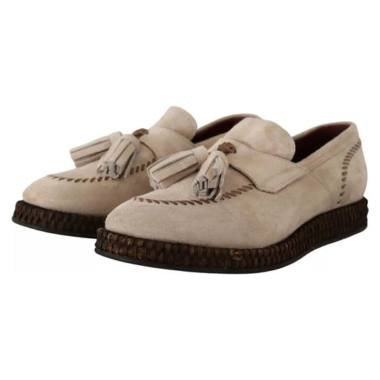 Dolce & Gabbana Beige Moccasins Slip On Leather Men Shoes