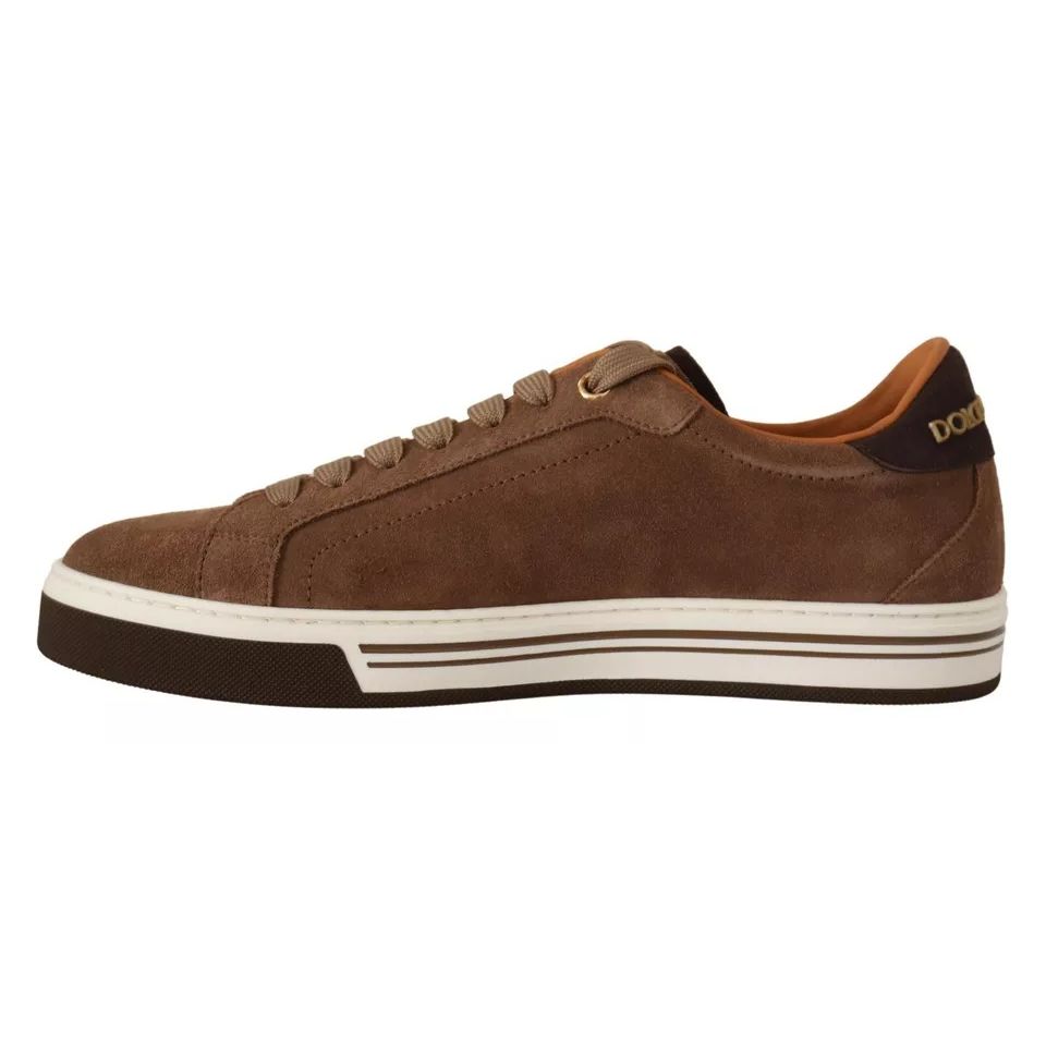 Dolce & Gabbana Brown Suede Logo Low Top Sneakers Men Shoes