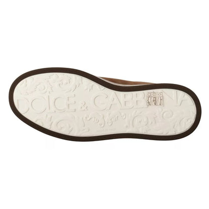 Dolce & Gabbana Brown Suede Logo Low Top Sneakers Men Shoes