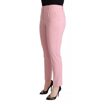 Dolce & Gabbana Pink Wool Mid Waist Tapered Pants