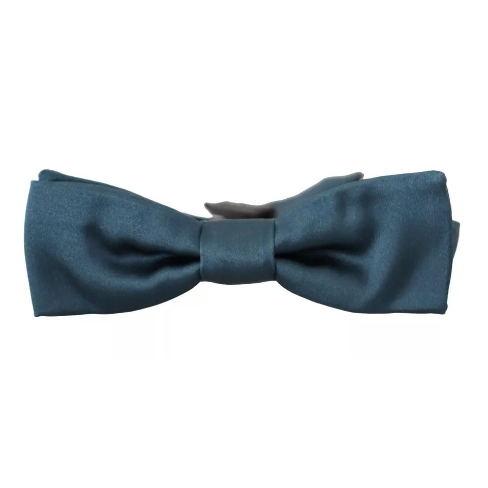 Dolce & Gabbana Blue 100% Silk Adjustable Neck Bow Tie Mens